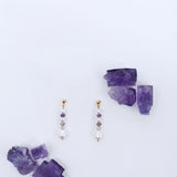 14K Amethyst Pearl Stud Earrings