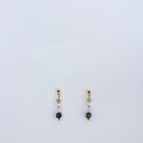 14K Green Crystal Pearl Stud Earrings