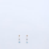 14K Blue Crystal Pearl Stud Earrings